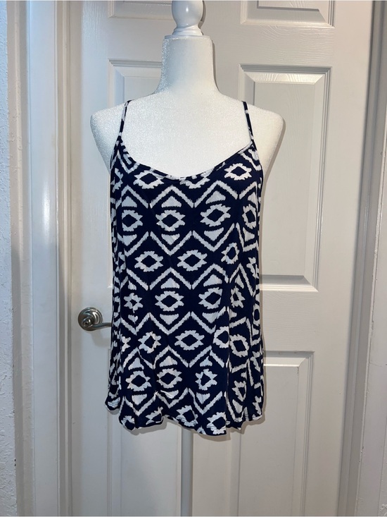 No Boundaries Tops - No Boundaries Navy Blue & White Geometric Spaghetti Strap Cami size XL
